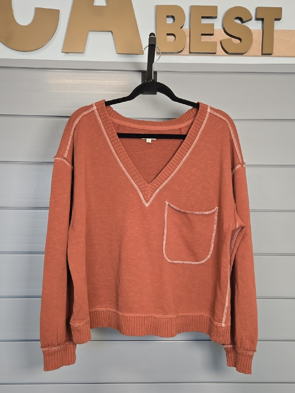 Pilcro Knit Crewneck Sweater - Rust - Picture 2 of 15